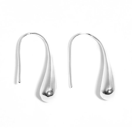 Picture of 1 Pair Stylish Simple Silver Plated Brass Drop Ear Wire Hook Earrings For Women Gift 29mm x 6mm, Post/ Wire Size: 1mm(18 gauge)