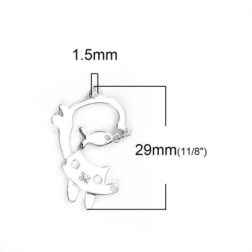 Picture of Zinc Based Alloy Charms Cat Animal Silver Plated Fish 29mm(1 1/8") x 19mm( 6/8"), 5 PCs