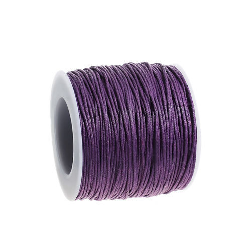 綿 コットン ジュエリー ワックスロープ コード  紫 1mm、 1 巻 (約 70 メートル/巻) の画像