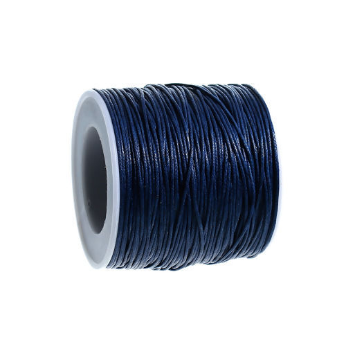 綿 コットン ジュエリー ワックスロープ コード  紺碧 1mm、 1 巻 (約 70 メートル/巻) の画像