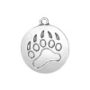 Picture of Zinc Based Alloy Charms Round Disc Antique Silver Color Bear Paw Print 28mm(1 1/8") x 24mm(1"), 5 PCs