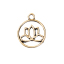Picture of Zinc Based Alloy Charms Lotus Flower Gold Tone Antique Gold Round Hollow 23mm( 7/8") x 19mm( 6/8"), 5 PCs