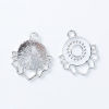 Picture of Zinc Based Alloy Pendants Lotus Flower Silver Tone Round Hollow 32mm(1 2/8") x 27mm(1 1/8"), 5 PCs