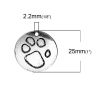 Picture of Zinc Based Alloy Charms Round Disc Antique Silver Color Bear Paw Print 25mm(1") Dia, 5 PCs