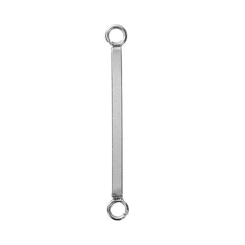 Picture of 304 Stainless Steel Connectors Rectangle Silver Tone 26mm(1") x 3mm( 1/8"), 5 PCs
