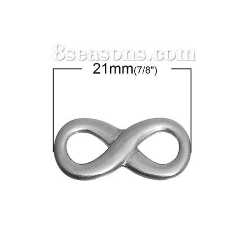 Picture of Stainless Steel Connectors Infinity Symbol Antique Pewter 21mm( 7/8") x 11mm( 3/8"), 2 PCs