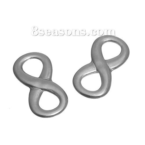 Picture of Stainless Steel Connectors Infinity Symbol Antique Pewter 21mm( 7/8") x 11mm( 3/8"), 2 PCs