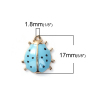 Picture of Zinc Based Alloy Charms Ladybug Animal Gold Plated Light Blue Enamel 17mm( 5/8") x 15mm( 5/8"), 10 PCs