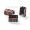 Picture of Iron Based Alloy Cord End Caps Rectangle Antique Copper Stripe (Fits 4mm Cord) 8mm x 5mm, 200 PCs