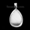 Picture of Zinc Based Alloy Pendants Drop Silver Plated Cabochon Settings (Fits 25mm x18mm) 38mm x 21mm, 5 PCs