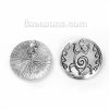 Picture of Zinc Based Alloy Boho Chic Pendants Lizard Antique Silver Color Round Disc Clear Rhinestone 35mm(1 3/8") Dia, 3 PCs