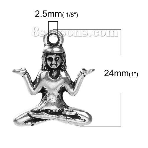 Imagen de Zamak Colgantes Charms Humano Plata Antigua 24mm x 20mm, 10 Unidades