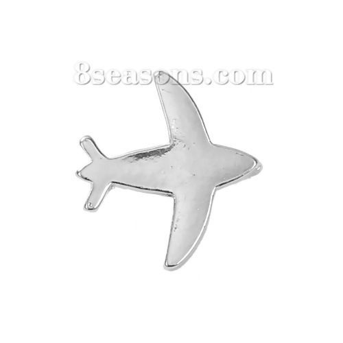 Immagine di Lega di Zinco Connettore Viaggi Accessori Aeroplano Tono Argento 16mm x 15mm, 10 Pz