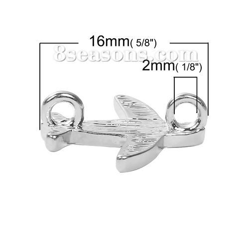 Immagine di Lega di Zinco Connettore Viaggi Accessori Aeroplano Tono Argento 16mm x 15mm, 10 Pz