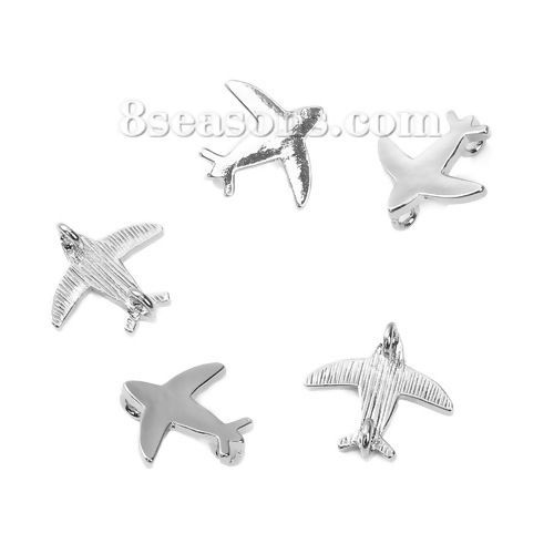 Immagine di Lega di Zinco Connettore Viaggi Accessori Aeroplano Tono Argento 16mm x 15mm, 10 Pz
