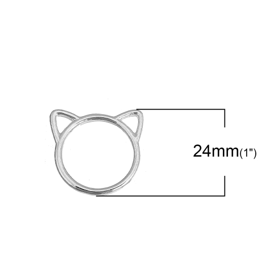 Picture of Zinc Based Alloy Charms Cat Animal Silver Plated 24mm(1") x 23mm( 7/8"), 5 PCs