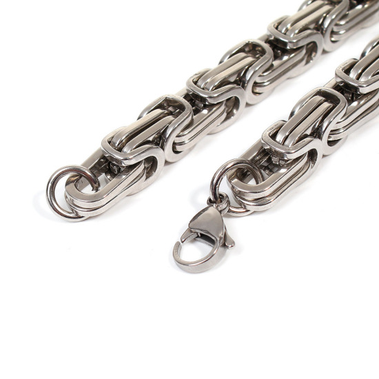 Immagine di Acciaio Inossidabile Braccialetti Oro Placcato & Tono Argento Tono Argento 23cm Lunghezza, 1 Pz