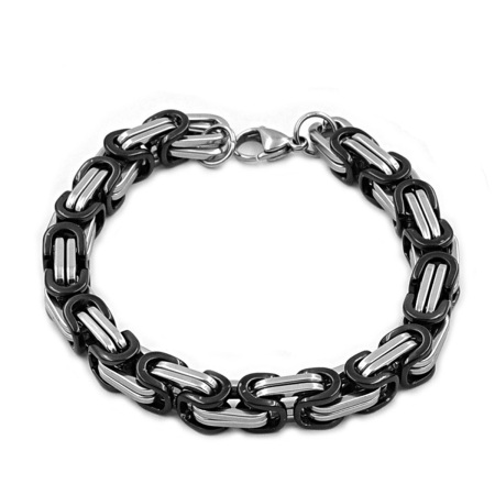 Stainless Steel Bracelets Silver Tone Gunmetal 23cm(9") long, 1 Piece
