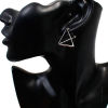 Picture of 3D Earrings Silver Tone Triangle Hollow 26mm(1") x 24mm(1"), Post/ Wire Size: (21 gauge), 1 Pair