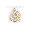 Picture of Zinc Based Alloy Connectors Round Gold Plated Lotus Flower Hollow 19mm x 14mm, 10 PCs