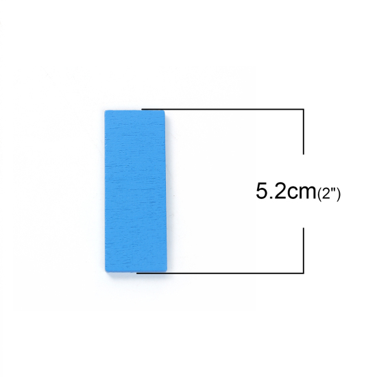 Image de Cabochons d'Embellissement en Contre-Plaqué Rectangle Bleu 52mm x 19mm, 30 Pcs