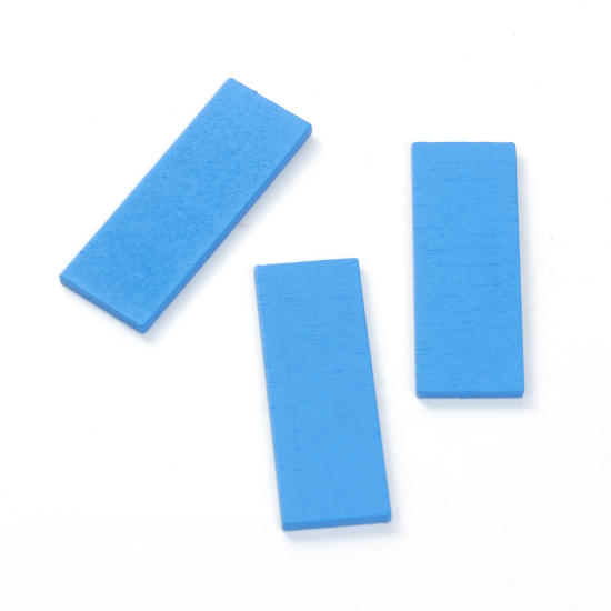 Image de Cabochons d'Embellissement en Contre-Plaqué Rectangle Bleu 52mm x 19mm, 30 Pcs