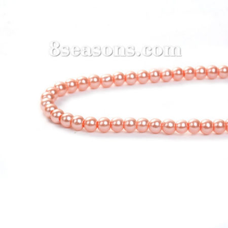 Glass Beads Round Orange Pink Imitation Pearl About 5mm - 4mm Dia, Hole: Approx 0.7mm, 84.5cm long, 3 Strands (Approx 229 PCs/Strand)
