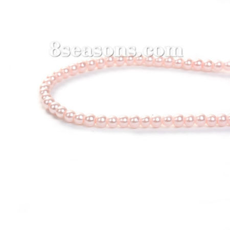 Glass Beads Round Pink Imitation Pearl About 5mm - 4mm Dia, Hole: Approx 0.7mm, 81.5cm long, 3 Strands (Approx 220 PCs/Strand)