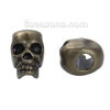 Picture of Zinc Based Alloy Halloween 3D Spacer Beads Skull Antique Bronze 12mm x 8mm, Hole: Approx 3.7mm, 30 PCs