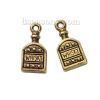Image de Breloque 3D en Alliage de Zinc Bouteille Or Vieilli Gravé Mots " Whisky " 18mm x 9mm, 10 Pcs