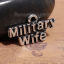 Image de Breloque en Alliage de Zinc Rectangle Argent Vieilli Gravé Mots " Military Wife " 21mm x 11mm, 20 Pcs