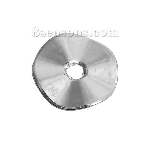 Picture of Zinc Based Alloy Wavy Spacer Beads Silver Tone About 10mm Dia, Hole: Approx 1.9mm, 100 PCs