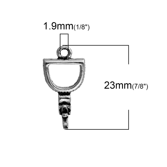 Picture of Zinc Based Alloy Cowboy Spur Charms Antique Silver Color 23mm( 7/8") x 12mm( 4/8"), 20 PCs