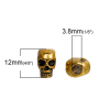 Picture of Zinc Based Alloy Halloween 3D Spacer Beads Skull Gold Tone Antique Gold 12mm x 8mm, Hole: Approx 3.8mm, 20 PCs