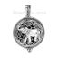 Picture of Brass Aromatherapy Essential Oil Diffuser Locket Pendants Round Disc Antique Silver Color Elephant Carved Cabochon Settings (Fits 29mm Dia.) Can Open 52mm(2") x 35mm(1 3/8"), 1 Piece