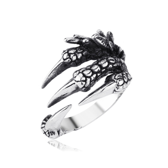 Imagen de Acero Inoxidable No Ajustable Anillos Plata Antigua Garra 19.1mm (US Size 9.25), 1 Unidad