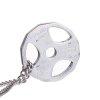 Picture of Titanium Steel Necklace Silver Tone Barbell Plate Message Carved 56.5cm(22 2/8") long, 1 Piece