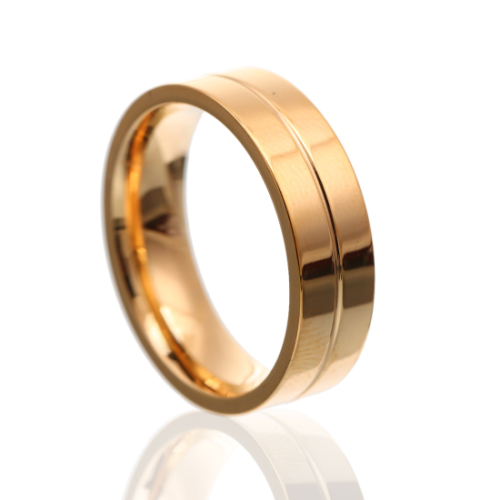 Bild von Titan Edelstahl Uneinstellbar Ring Vergoldet Streifen 18.3mm（US Größe:8.25), 1 Stück