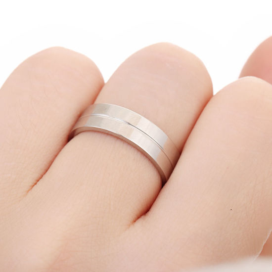 Bild von Titan Edelstahl Uneinstellbar Ring Vergoldet Streifen 18.3mm（US Größe:8.25), 1 Stück