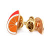 Picture of Tie Tac Lapel Pin Brooches Gold Plated Orange Fruit Orange Enamel 20mm( 6/8") x 10mm( 3/8"), 1 Piece
