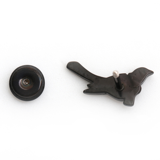 Immagine di Acciaio al titanio Orecchini a Perno Nero Uccello 16mm x 8mm, Posta / Filo Dimensione: (17 misura), 1 Paio