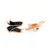 Picture of Tie Tac Lapel Pin Brooches Ribbon Message Gold Plated Black Enamel 34mm(1 3/8") x 28mm(1 1/8"), 1 Piece