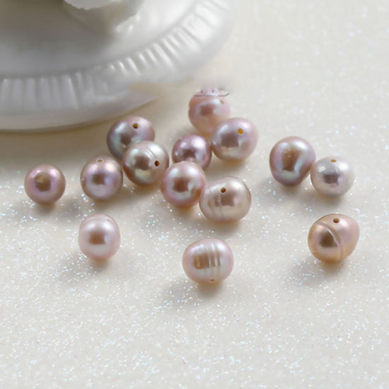 Picture of Freshwater Cultured Pearl Beads Round Mauve About 8mm Dia. - 7mm, Hole: Approx 0.7mm, 10 PCs