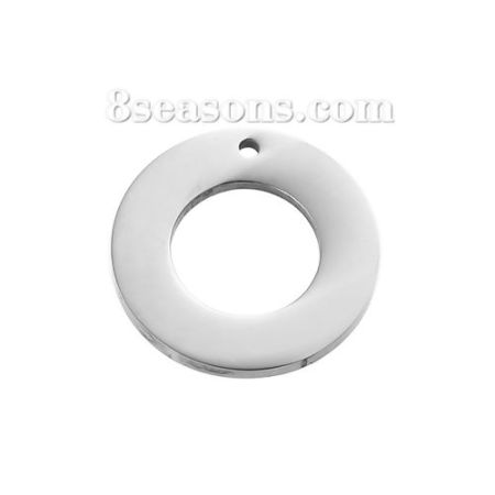 304 Stainless Steel Charms Circle Ring Silver Tone 22mm( 7/8") Dia, 2 PCs