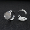 Picture of Brass Adjustable Rings Round Silver Plated Cabochon Settings (Fits 16mm Dia.) 17.5mm( 6/8")(US size 7), 5 PCs                                                                                                                                                 