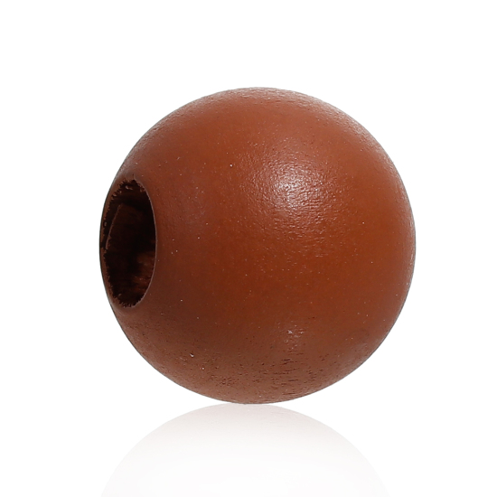Image de Perles en Bois de Hinoki Naturel Rond Café 24mm Dia, Taille de Trou 9.4mm, 20 Pcs