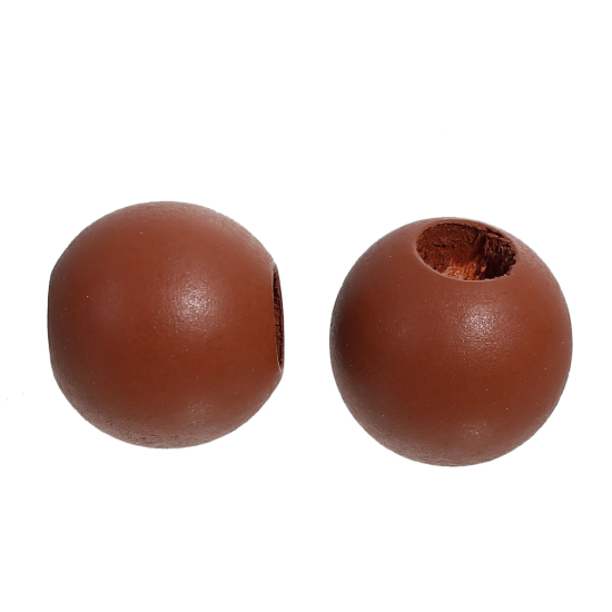 Image de Perles en Bois de Hinoki Naturel Rond Café 24mm Dia, Taille de Trou 9.4mm, 20 Pcs