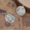 Picture of Zinc Based Alloy Boho Chic Charms Round Antique Silver Color Wave 28mm(1 1/8") x 24mm(1"), 5 PCs