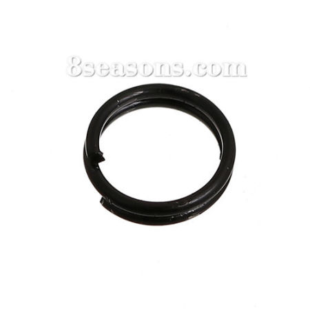 Image de 500 Pcs 6mm Dia, 0.6mm(taille 23) Anneaux de Jonction pour la Fabrication de Bijoux Double Cercle Ouvert en Alliage de Fer Noir Rond