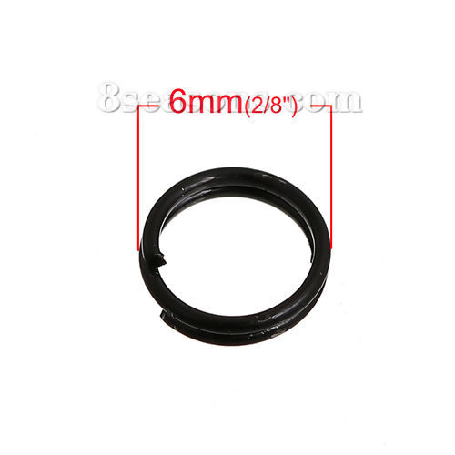 Imagen de 500 Unidades 6mm Diámetro, 0.6mm(23 gauge) Hierro Doble Abierto Argollas Negro Ronda